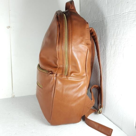 Fawn Design + Pask Faux Leather Large Brown Backpack Laptop Diaper Bag main image 9